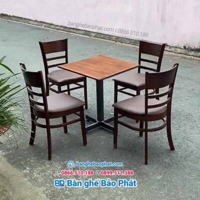Bàn ghế cafe cabin gỗ nệm