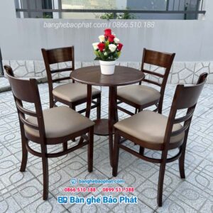 Bộ bàn ghế Cabin Cafe gỗ cao su GGBP001 10 Bàn ghế cafe gỗ nệm giá rẻ