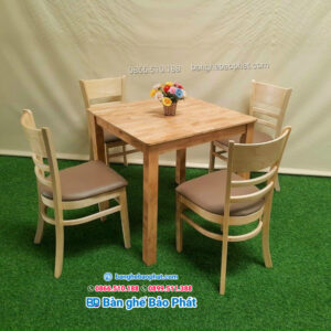 Bộ bàn ghế Cabin Cafe gỗ cao su GGBP001 11 bàn ghế cafe quán ăn gỗ nệm