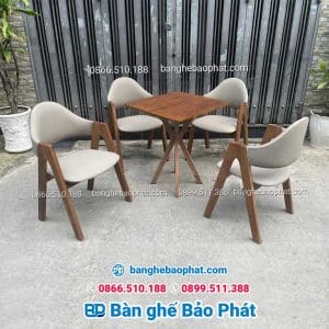 Bàn ghế gỗ cafe chữ A bàn chân chụm