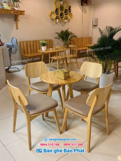 bàn ghế gỗ cafe ghế plc
