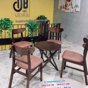 bàn ghế gỗ cafe mano sơn nâu