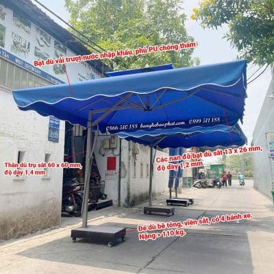 Cấu tạo của dù lệch tâm vuông 3m x 3m.