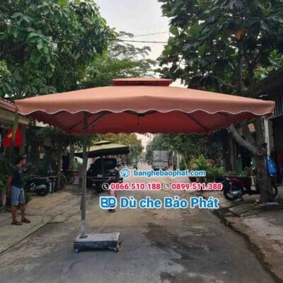 dù lệch tâm vuông 3.5m màu cafe sữa