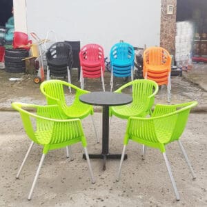 Ghế nhựa cafe chân nhôm GNBP003 màu xanh lá