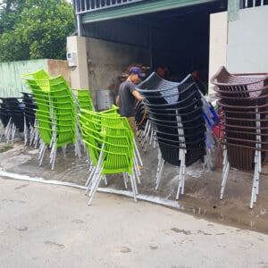 Nơi bán ghế nhựa cafe chân nhôm GNBP003