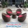 Bộ bàn ghế trứng mây nhựa cafe dây tròn dẹp BP051