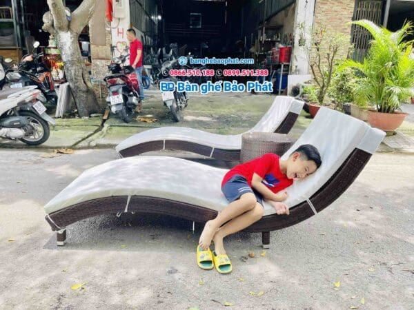 Giường phơi nắng nhựa giả mây GTNNGMBP003 11 giường phơi nắng mây nhựa