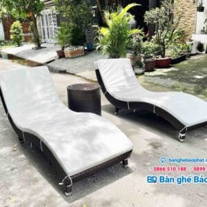 Giường phơi nắng nhựa giả mây