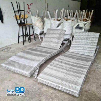 Giường tắm nắng nhựa giả mây có chất liều bền bỉ