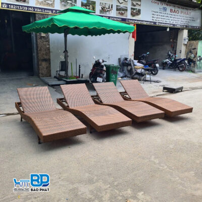 Giường tắm nắng nhựa giả mây