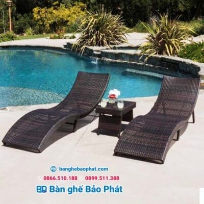 giường tắm nắng nhựa giả mây bảo phát 007