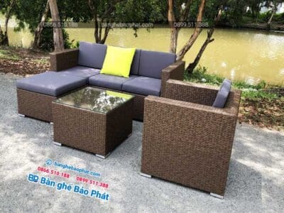 Sofa mây nhựa ngoài trời Bảo Phát SFMNBP001 - Ảnh 3
