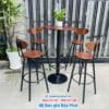 Ghế bar gỗ cao su chân sắt GBBP002 13 Ghế bar gỗ cao su chân sắt Bảo Phát 002