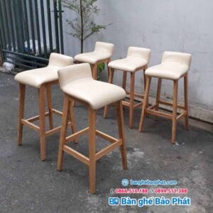 Ghế bar gỗ tự nhiên cao 75cm GBBP005 8 ghe bar go tu nhien boc nem 1