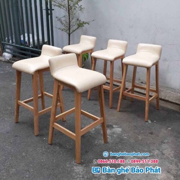 Ghế bar gỗ tự nhiên cao 75cm GBBP005 11 Ghế bar gỗ tự nhiên cao 75cm bộc nệm
