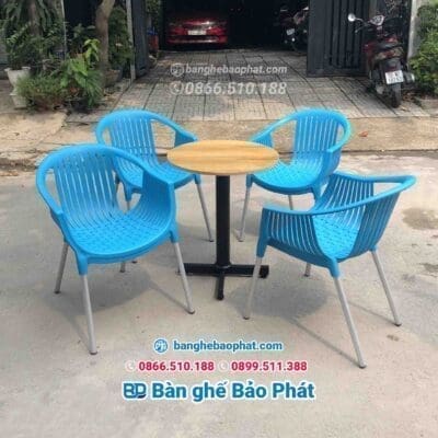 Bàn ghế cafe ngoài trời nhựa chân nhôm BGNTBP - Ảnh 4