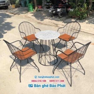 bàn ghế cafe sắt ngoài trời bgsbp006