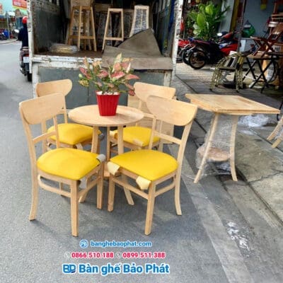 Bộ bàn ghế gỗ quán trà sữa BGTSBP002