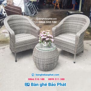 Bàn ghế khách sạn mây nhựa BGKSBP002