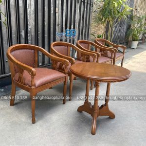 Bàn ghế khách sạn gỗ nệm BGKSBP001 10 bàn ghế khách sạn gỗ nệm BGKSBP001