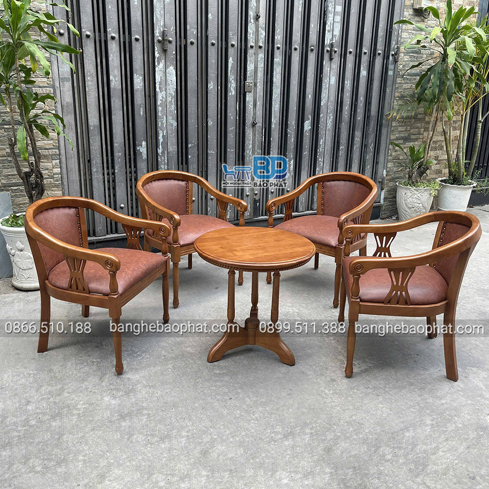 Bàn ghế khách sạn gỗ nệm BGKSBP001 8 bàn ghế khách sạn gỗ nệm BGKSBP001