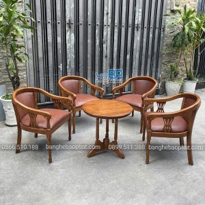 bàn ghế khách sạn gỗ nệm BGKSBP001