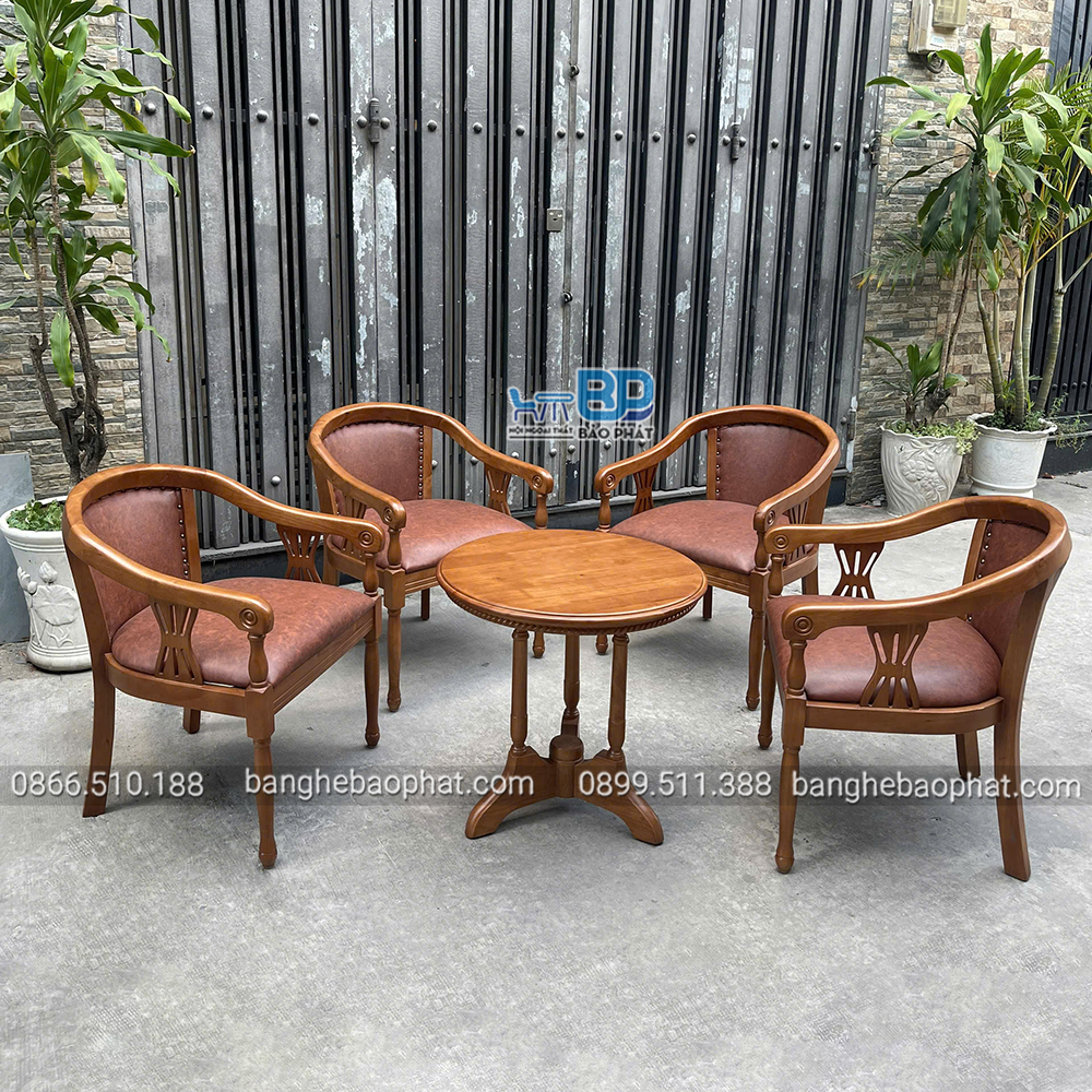 Bàn ghế khách sạn gỗ nệm BGKSBP001 6 bàn ghế khách sạn gỗ nệm BGKSBP001