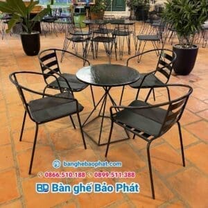 Bàn ghế sắt cafe ngoài trời Bảo Phát BGSBP006