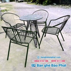 Bàn ghế sắt cafe ngoài trời BGSBP011