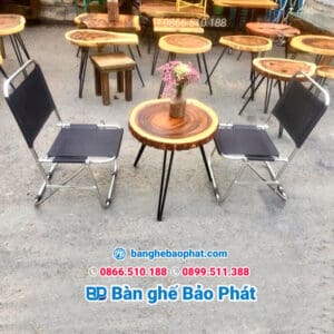Bàn ghế xếp inox lưới cafe quán cóc BP007