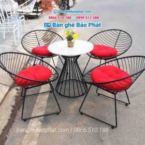 Bộ bàn ghế sắt cafe ngoài trời BGSBP023