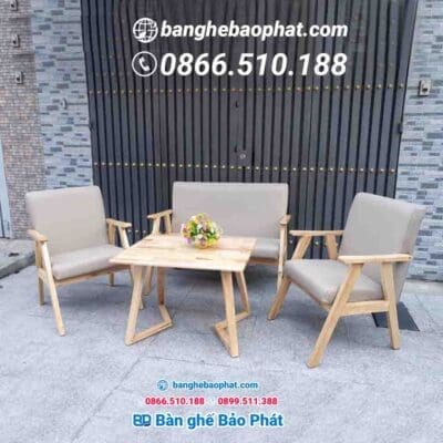 Sofa cafe gỗ nệm tay dẹp