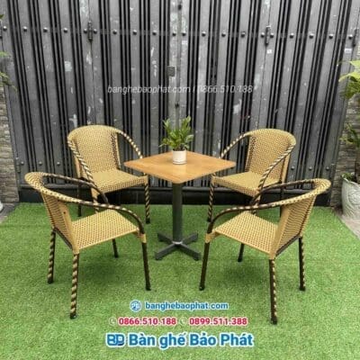 Bàn ghế nhựa giả mây quán trà sữa Bảo Phát BGNGMBP001