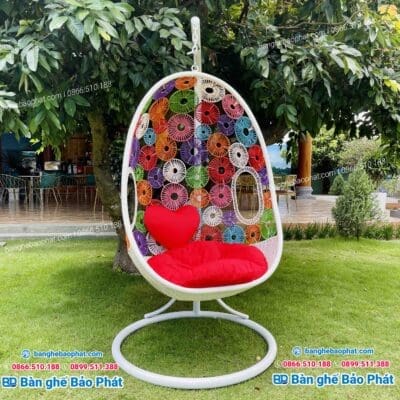 Xích đu sắt đan mây nhựa XĐĐBP005
