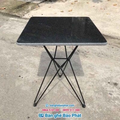 bàn cafe chân sắt mặt đá bảo phát 002