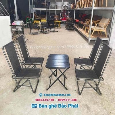 Ghế xếp lò xo lưng cao lưới textilene