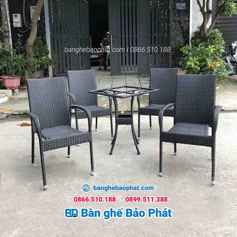 Bàn ghế cafe nhựa giả mây giá rẻ Bình Phước