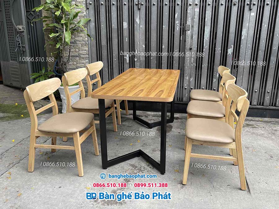 Bàn ghế cafe gỗ bàn dài giá rẻ Bình Phước