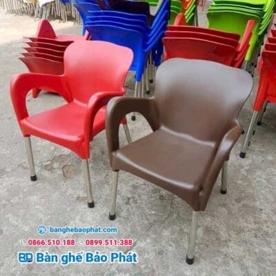Ghế nhựa cafe chân inox nữ hoàng loại lớn chân ống phi 32