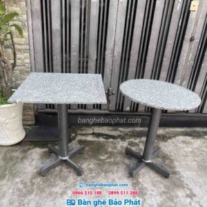 Bàn cafe chân sắt mặt đá hoa cương tròn