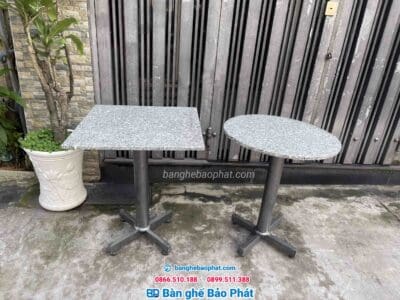 Bàn cafe chân sắt mặt đá hoa cương tròn