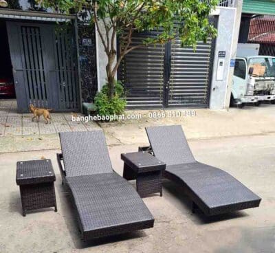Ghế hồ bơi nhựa giả mây GHBNGMBP002