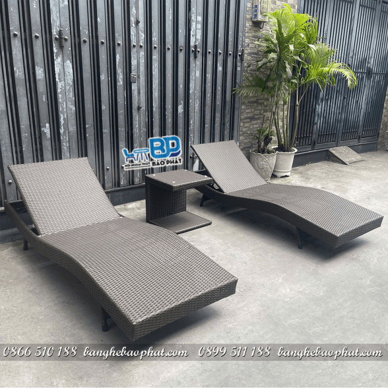 Ghế hồ bơi nhựa giả mây màu dây MT747