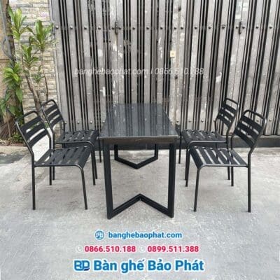 Bàn ghế sắt cà phê bàn dài 1m2