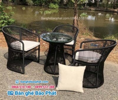 Bộ bàn ghế nhựa giả mây ngoài trời BGNGMBP001 - Ảnh 3