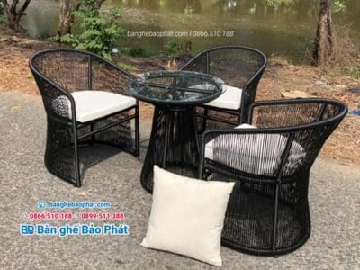 Bộ bàn ghế nhựa giả mây ngoài trời BGNGMBP001
