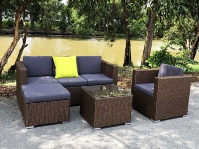 bàn ghế nhựa giả mây phòng khách HTT001