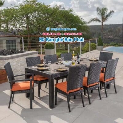 Bộ bàn ghế ăn ngoài trời nhựa giả mây BGNGMNTBP001 - Ảnh 2