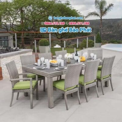 Bộ bàn ghế ngoài trời nhựa giả mây BGNGMNTBP001 thiết kế đẹp và sang trọng
